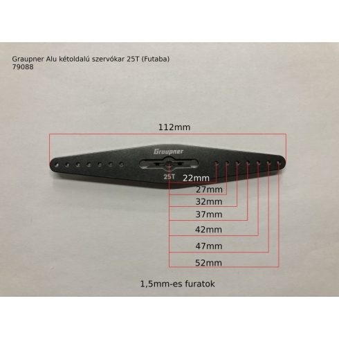 Graupner Alu kétoldalú szervókar 105mm, 25T (Futaba)