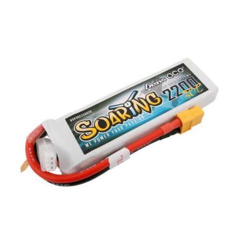 Gens Ace Soaring 2200mAh 2S 7.4V/30C LiPó Akkumulátor, XT60 csatlakozó.