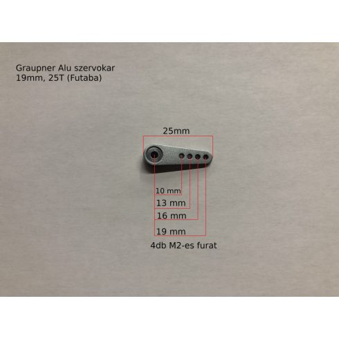 Graupner Alu szervokar 19mm, 25T (Futaba)