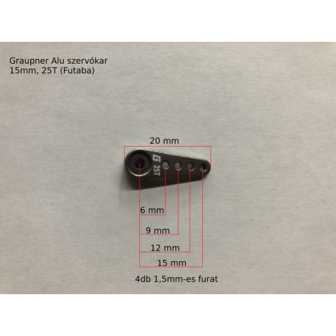 Graupner Alu szervókar 15mm, 25T (Futaba)