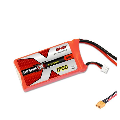 ManiaX Power LiFePO4 2S (6.6V) 1700mAh 25/50C Akkumulátor, XT60 csatlakozó.